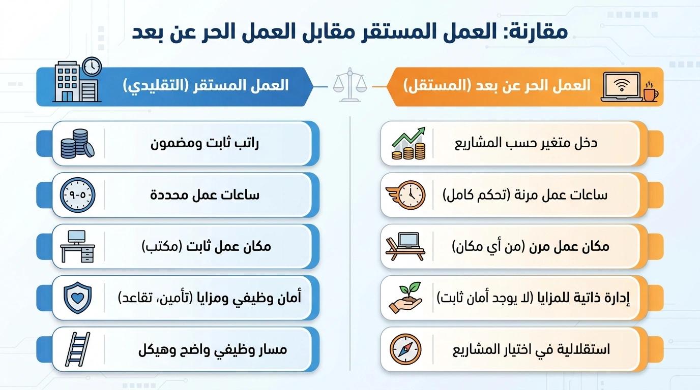 وظائف عن بعد براتب ثابت: ما يصلح فعلاً في 2026 وما لا يصلح