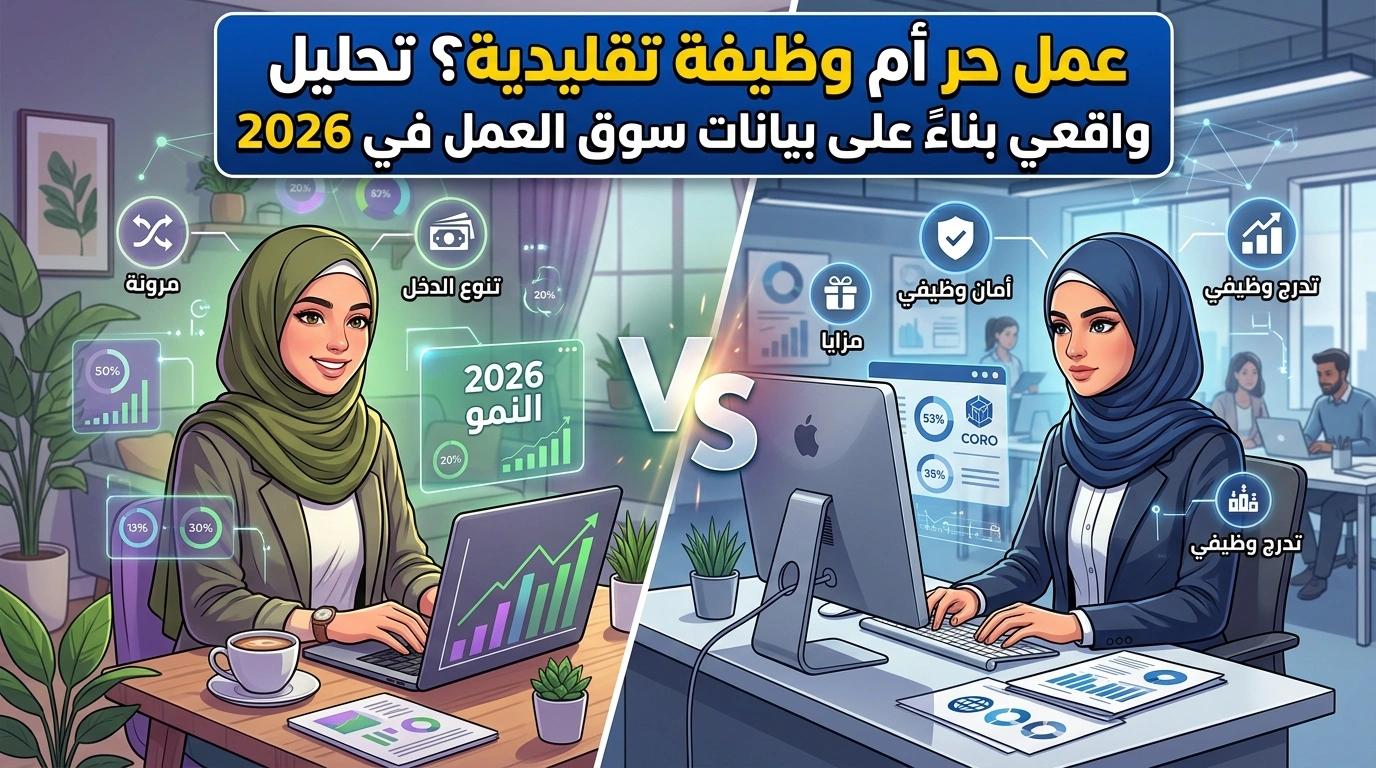 العمل الحر أم الوظيفة التقليدية؟ تحليل واقعي مبني على بيانات سوق العمل في 2026